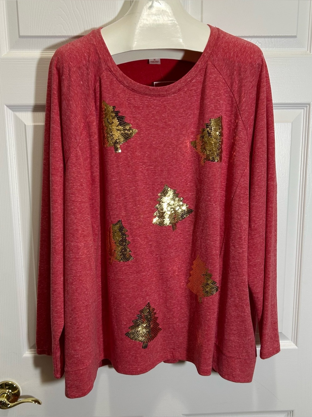 Holiday Time Women's Sequin Tree Detail Sweatshirt